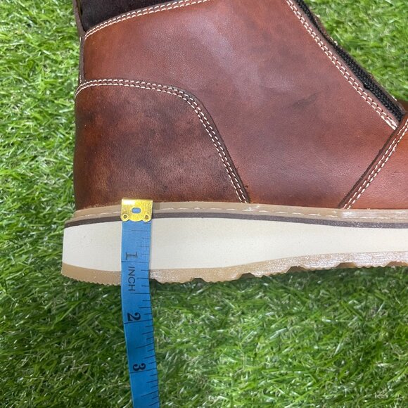 Men's Genuine Leather Zip Up Steel Toe Strong Sole Work Boots 337 - Picture 5 of 9